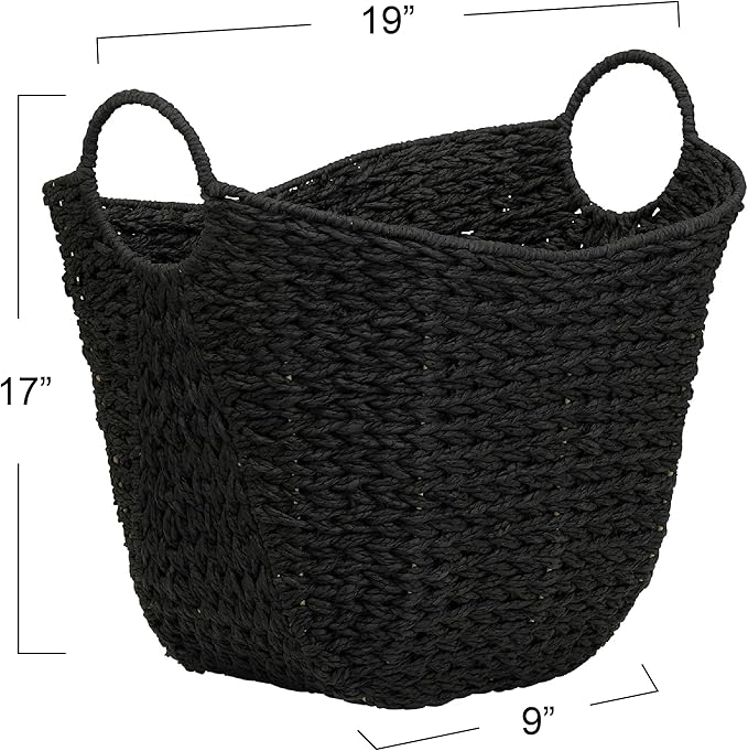 Household Essentials Paper Rope Basket with Handles, Natural Woven Woven Storage Basket, Great for Decoration or Organization