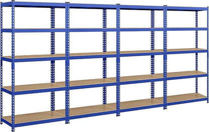 Topeakmart 4PCS 5-Tier Utility Shelves, Metal Storage Shelves Garage Shelving Unit Adjustable Garage Storage Shelves Storage Racks Heavy Duty Shed Shelving- Blue, 35.5 x 17.5 x 72 Inch