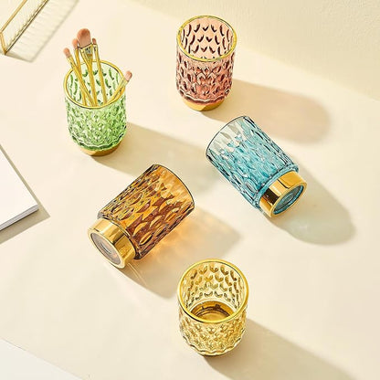 Makeup Brush Holder Organizer,Toothbrush Holders,Desk Pen Pencil Holder,Multifunctional Vintage Glass Brush Cup（A39-4-US）