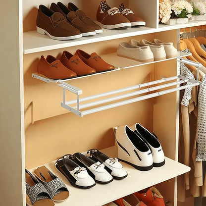 Expandable Shoe Rack, Retractable Shoe Rack, Adjustable Under Cabinet Shoe Organizer for Closet(2white)