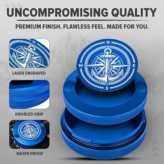 Premium Zyn Metal Can - Waterproof, Moisture & Odor Proof - Metal Zyn Container - Dip Can, Zyn Tin, Zyn Holder with Knurled Edges, Aluminum Zyn Can & Organizer (Mariner Electric Blue)