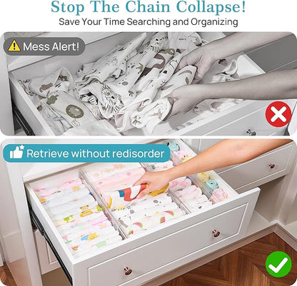 Vtopmart 4 Pack 4" Regular Upgrade Drawer Dividers for Clothes, 12.8"-22.3" Expandable Dresser Drawer Organizer, Clear Plastic Separators for Dresser, Baby Clothing, Underwear, Cosmetic, Toiletries
