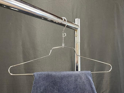 NAHANCO Metal Shirt Hangers - 18" Chrome-Plated, Loop Hook (Pack of 100)