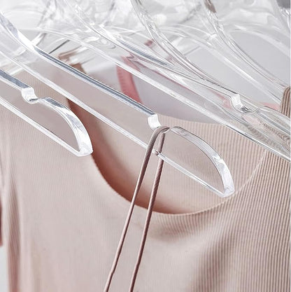 Besser 15 Pack Acrylic Hangers Gold Acrylic Hanger with Clips Premium Quality Crystal Clear Hangers Luxury Dress Suit Hangers(Silver Hook)