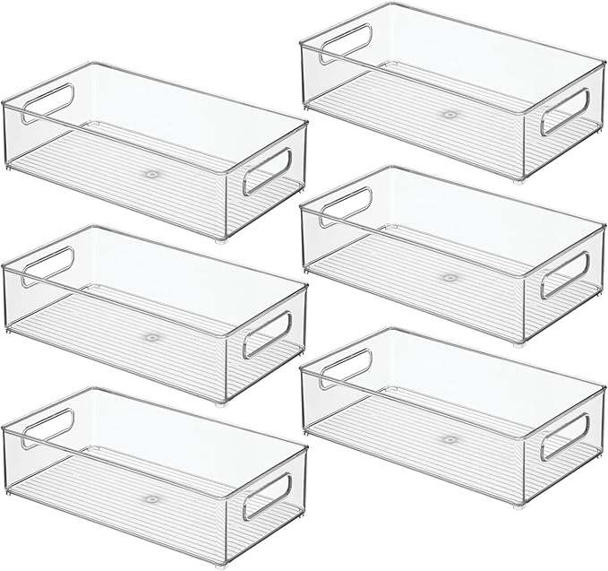 iDesign Stackable Fridge Bin - Kitchen Storage Bin for Pantry, Cabinets, or Fridge, Set of 6, Clear