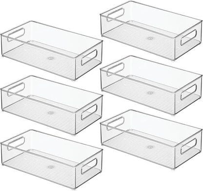 iDesign Stackable Fridge Bin - Kitchen Storage Bin for Pantry, Cabinets, or Fridge, Set of 6, Clear