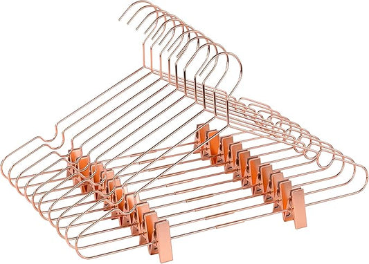 50Pack Koobay 16.5" Metal Hook Wire Rose Gold Copper Hangers with Clips Clothes Stroage Coat Hangers