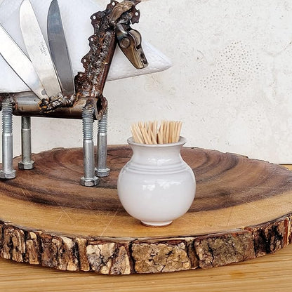 White Ceramic Toothpick Holder – Handmade Mini Pottery Cup for Kitchen and Charcuterie Boards