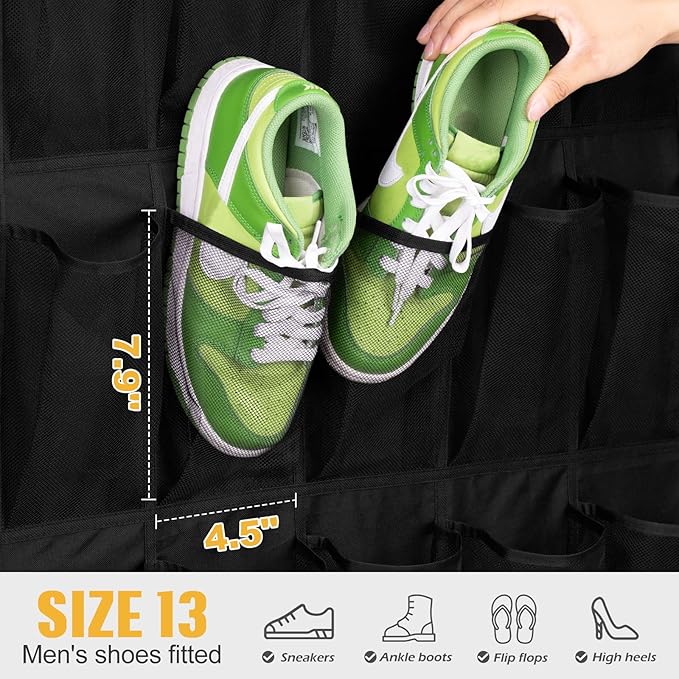 MISSLO 35 Large Pockets Over The Door Shoe Rack and 28 Large Pockets Hanging Shoe Organizer