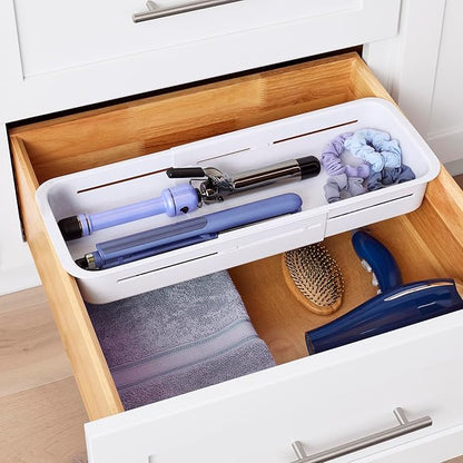 YouCopia DrawerFit® Sliding Drawer Bin, Expandable and Adjustable Kitchen Storage Organizer, Speckled White
