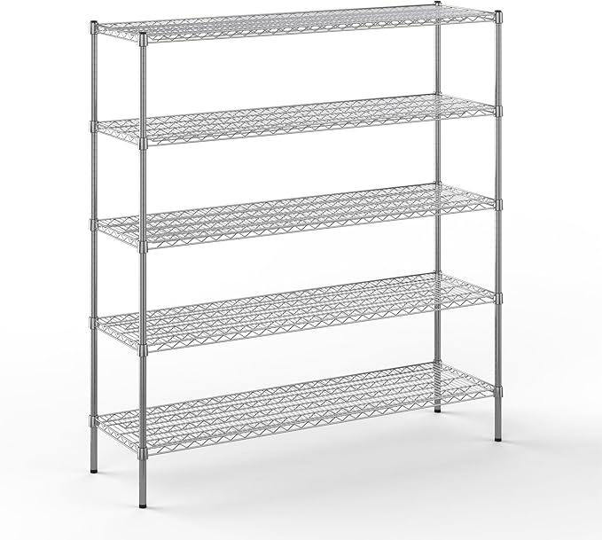 18" Deep x 60" Wide x 64" Height Wire Shelving Kit | 5-Tier | NSF Commercial Storage Rack Unit