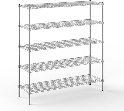 18" Deep x 60" Wide x 64" Height Wire Shelving Kit | 5-Tier | NSF Commercial Storage Rack Unit