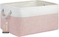 Large Storage Baskets- 15.7x11.8x8.26 inch Storage Bins for Shelves and Closet Organizing, Foldable Fabric Bin for Home Organization Clothes and Laundry (1-Pack, White&Pink)