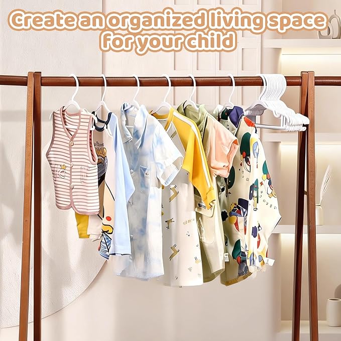 Baby Hangers 60 Pack 10.35 Inch Kids Clothes Hangers Plastic Infant Hangers for Closet Infant & Toddler Clothing Pants Coats Skirts (White)