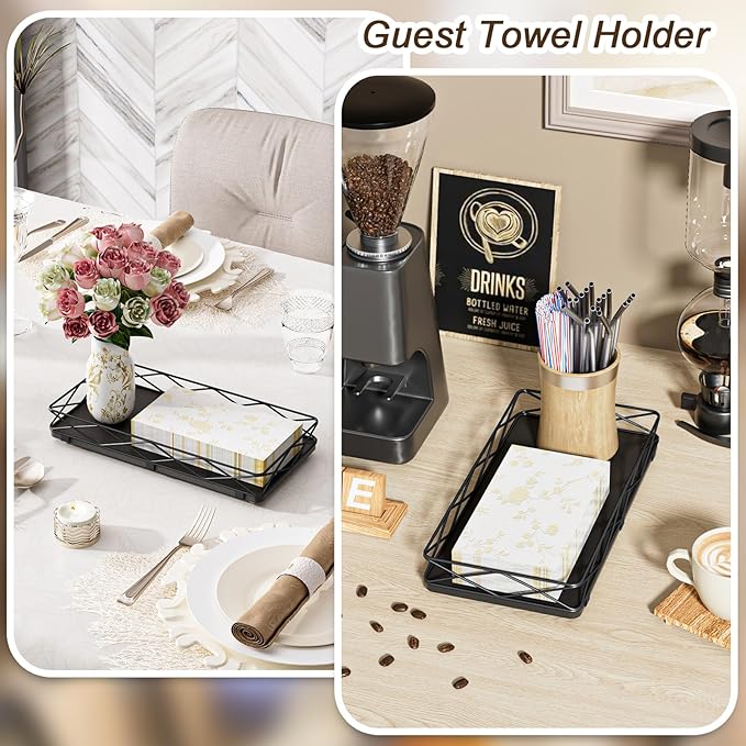 Lixple Toilet Paper Basket Holder, 13" Toilet Tank Tray, Wood and Metal Toilet Tray Vanity Organizer Bathroom Tray, Kitchen Sink Organizer for Soap Dispenser (Black)