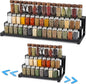 Expandable Spice Rack Organizer for Cabinet, Metal Spice Organizer Adjustable Length, Seasoning & Pantry Organization Shelf 3-Tier, Non-Skid Step Shelf for Kitchen Cabinet, Pantry or Countertop