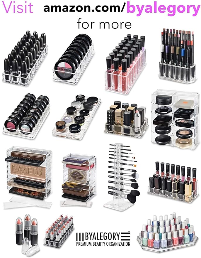 Acrylic Makeup Brush Organizer Slim Handle Storage Holder 26 Space Organization Cosmetic Storage Display Case Refillable Container (2)