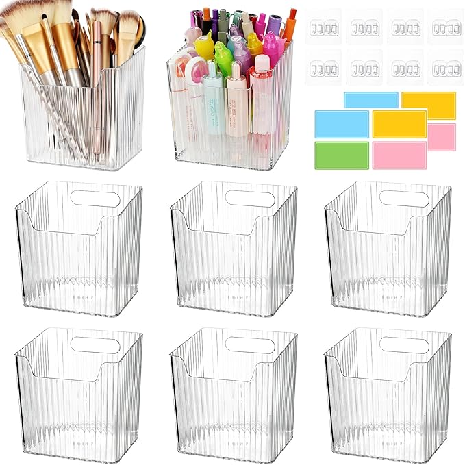8 Pcs Plastic Cabinet Door Organizer, Adhesive Clear Wall Mount Storage Bins, Acrylic Cabinet Door Storage Baskets, Organizers Hanging Holder Shower Caddy for Bathroom Kitchen Makeup Pantry