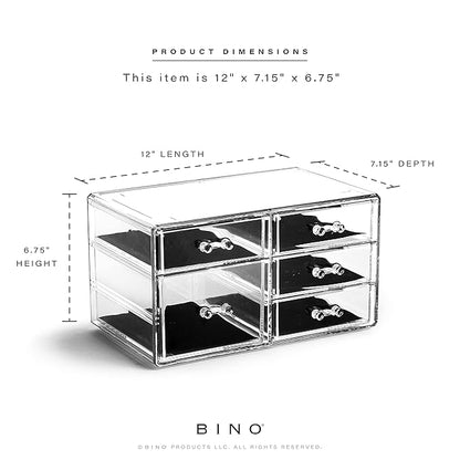 BINO | 5-Drawer Makeup Organizer, Lexington Avenue | THE MANHATTAN SERIES | Modular Design Storage Drawers | Vanity Acrylic Organizers | Stackable Storage Bins | Clear Makeup Organizers And Storage
