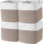 Cube Storage Bins 11 Inch Shelf Cotton Rope Baskets for Organizing, Woven Storage Basket - For Magazines, Living Room, Closet, White+brown 4 Pack