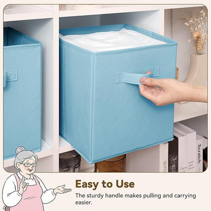GRANNY SAYS Cube Storage Organizer, 11 Inch 6 Pack Storage Cubes with Handles, Toy Storage Bins for Boys Kids Room, Foldable Organizer Bins for Cube Shelf, Light Blue