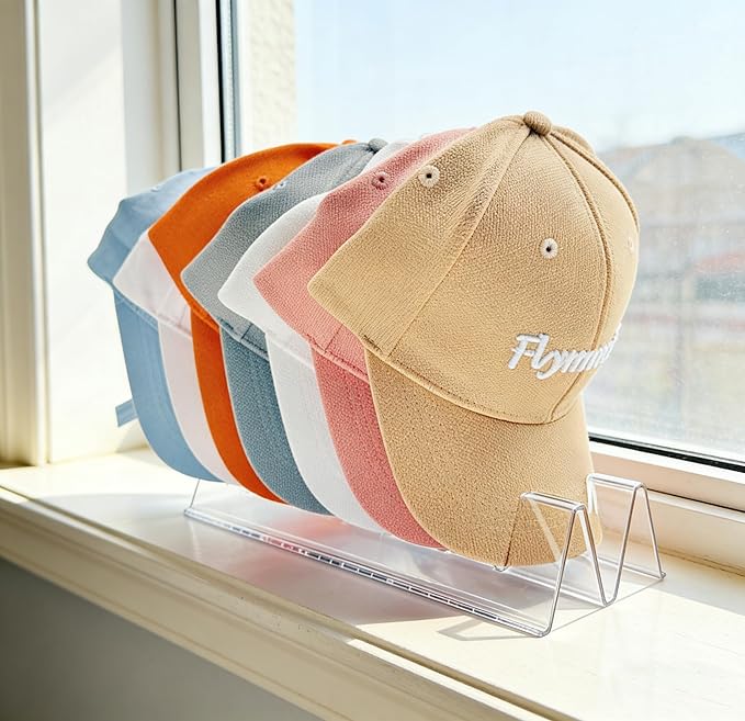 Hat Organizer for Baseball Caps,2 Pack Clear Acrylic Hat Stand For 14 Baseball Caps,Hat Holder for Display and Organization for Closet, Bedroom,Dresser, Office, Hat Racks