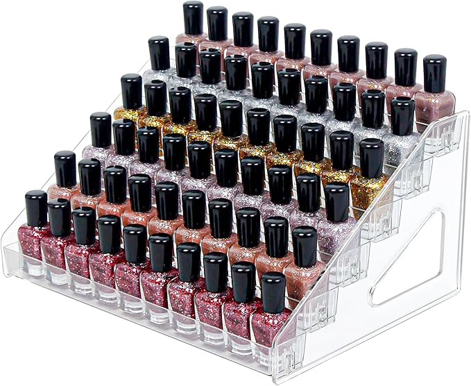 6-Tier Clear Acrylic Nail Polish Storage, Holds 48-96 Bottles, Multi-Purpose Nail Polish Rack, Sunglasses, Essential Oils and Cosmetics