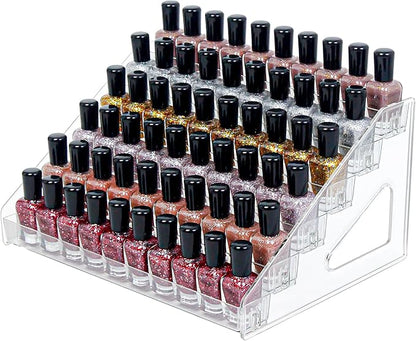 6-Tier Clear Acrylic Nail Polish Storage, Holds 48-96 Bottles, Multi-Purpose Nail Polish Rack, Sunglasses, Essential Oils and Cosmetics