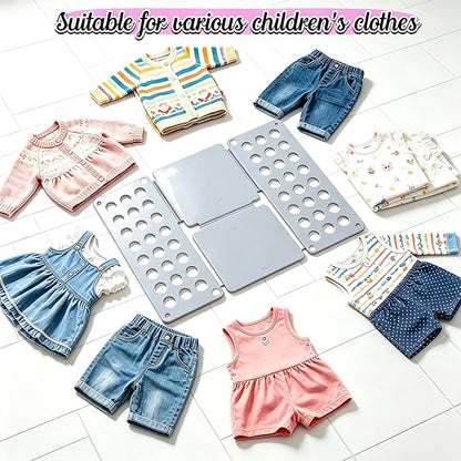 Toddler Shirt Folding Board (Ages 1–7) – Build Independence & Fine Motor Skills, Mini Kids Clothes Folding Board & Shirt Folder, Portable Laundry Organizer for Small Sizes (Grey)