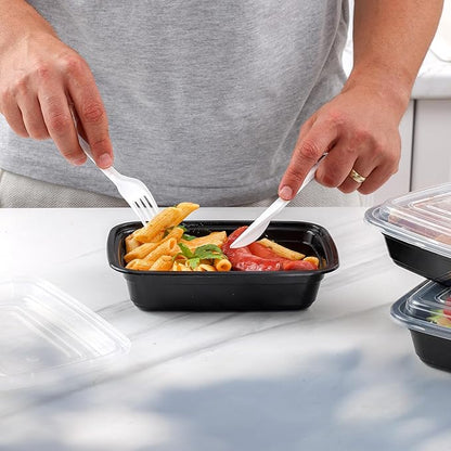 GUSTO 24 oz - 1 Compartment Meal Prep Containers with Lids – [50 Count] Reusable, Microwaveable, Dishwasher & Freezer Safe, BPA-Free Food Storage Boxes for Portion Control (Formerly Comfy Package)