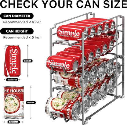 Simple Houseware Stackable Beverage Soda Can Dispenser Organizer Rack, Silver, 2 Pack
