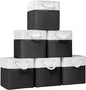 11x11 Inch Cube Storage Bins, 6 Pack Fabric Storage Cubes for Shelves, Cube Organizer Bins with Handles, Cloth Cubby Storage Bins for Home(White/black)