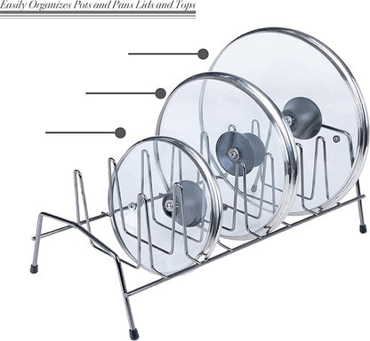 Kitchen Details 8 Section Lid and Plate Organizer | Free Standing | Pot, Pan & Cutting Board Holder | Cabinet Pantry and Countertop Organization | Onyx