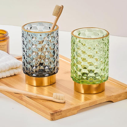 Makeup Brush Holder Organizer,Toothbrush Holders,Desk Pen Pencil Holder,Multifunctional Vintage Glass Brush Cup（A46-7-US）