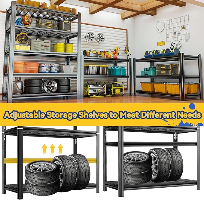 48''W Metal Wire Shelving Rack Heavy Duty, 5 Tier Adjustable wire storage shelf, 72''H Industrial Unit, 3300 Lbs Capacity Storage Shelves for Garage Kitchen Pantry Basement Bathroom Laundry Closet