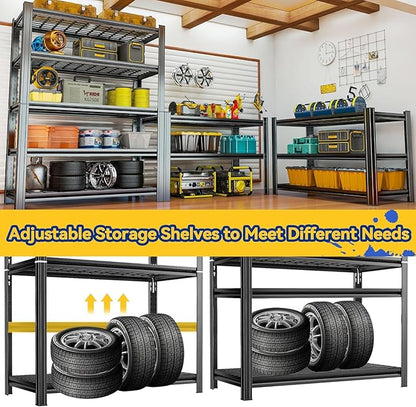 48''W Metal Wire Shelving Rack Heavy Duty, 5 Tier Adjustable wire storage shelf, 72''H Industrial Unit, 3300 Lbs Capacity Storage Shelves for Garage Kitchen Pantry Basement Bathroom Laundry Closet