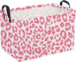 Sanjiaofeng Rectangular Kids Baskets,leopard print basket,Pink Storage Basket with Handles,Waterproof Collapsible Storage Bin for Kids,Kid Room Decor,Books Box,Gift Basket(leopard print)