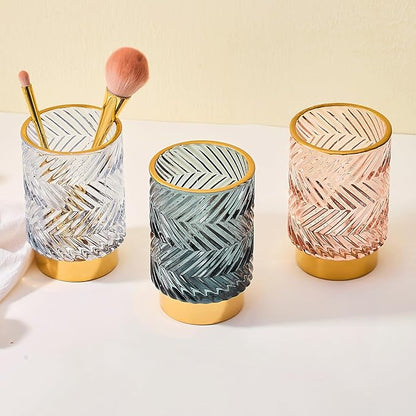 Makeup Brush Holder Organizer,Toothbrush Holders,Desk Pen Pencil Holder,Multifunctional Vintage Glass Brush Cup（A40-9-US）