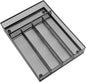 HaWare Utensil Drawer Organizer, Mesh Wire Silverware Organizer Divider for Kitchen, Stainless Steel Cutlery Flatware Storage Tray with Non-Slip Foam Feet, 5 Compartment, 12.5 x 9.2Inch, Black