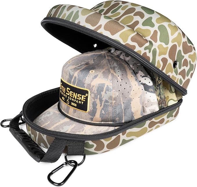 6th Sense Hat Chamber Case – Hard Shell Hat Carrier – Travel Storage Organizer for Structured Baseball Caps - Room for up to 8 Items (Retro 1974)