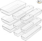 3 Pack Clear Plastic Drawer Organizer Tray Cutlery Utensil Makeups Drawer Silverware Organizers 12" X 6"&12＂X3＂(9Pack)