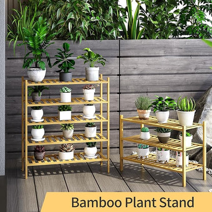 5-Tier Bamboo Shoe Rack for Entryway, Stackable | Heavy Duty | Multi-Function, Free Standing Shoe Racks for Bedroom Hallway Closet