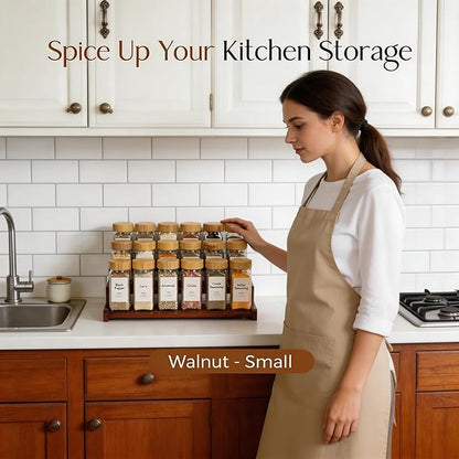 Bamboo Spice Rack，3-Tier Spice Rack Organizer for Cabinet or Pantry (Walnut, M)