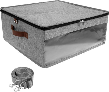 Hat Box Dustproof Hat Storage Box with Zipper Lid and Clear Window Hat Travel Case with Strap Practical Hat Organizer for Closet Clothes Stuffed Toy Storage