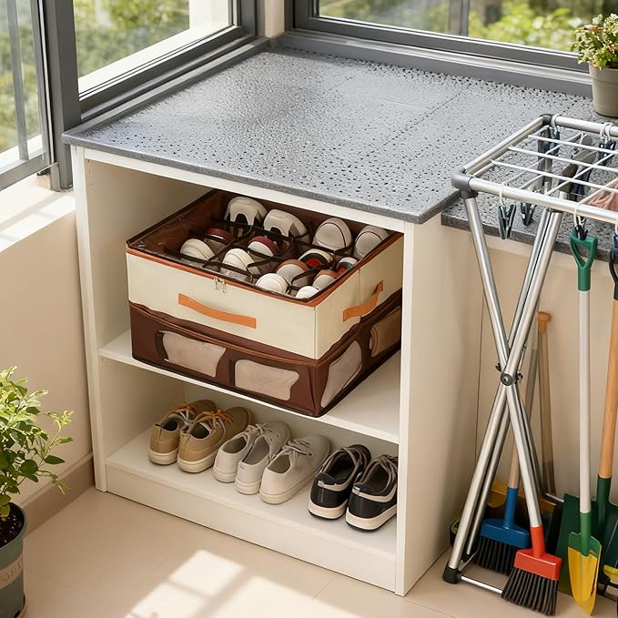Extra Large Shoe Storage Box, Foldable Closet Organizer with Adjustable Dividers Spacious Storage Bin for Sneakers, Boots, Clothes, Pants & Handbags