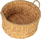 Household Essentials Round Handwoven Water Hyacinth and Seagrass Basket with Handles, Natural