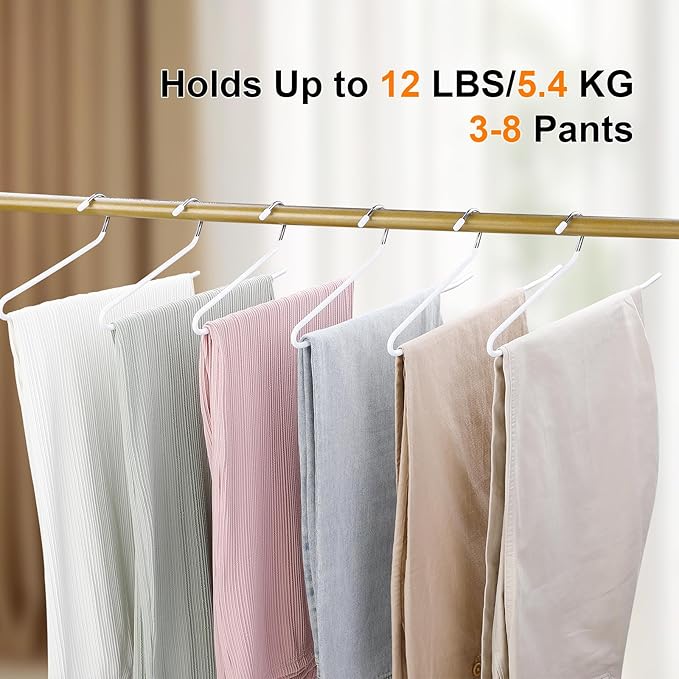 MOPALL Pants Hangers 30 Pack, Non Slip Durable Open Ended Metal Clothes Hangers, Rubber Coated Trouser Hanger Space Saving Convenient for Pants, Jeans, Scarfs and Towels