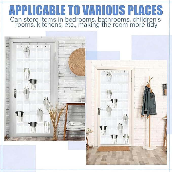 Shoe Rack for Door - 40-Pocket Mesh Foldable,Large Capacity Shoe Holder for Door,for Bedroom Living Room Bathroom Entryway Sneaker Slippers Toiletries Bottles Crafts Toys