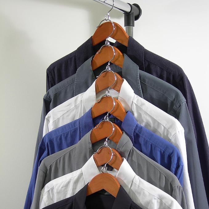 Proman Products - Kascade Hangers, Space Saving Hangers, Customize Your Closet Organization (Walnut, 50-Pack)