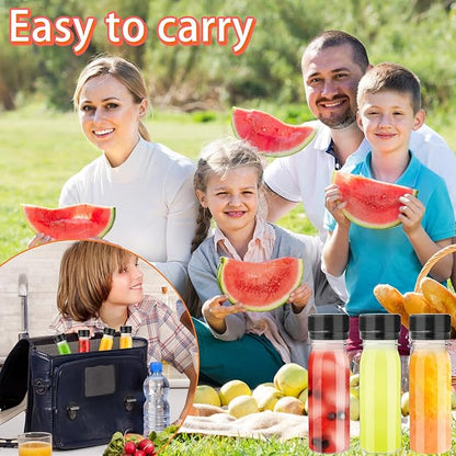 30 Pcs 2oz Plastic Bottles with Black Lids,Round Ginger Shots containers with 10 Funnels,Small Leak-Proof Juice Bottles for Milk,Drinking,Potion,Ginger Shots,Whiskey